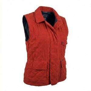 VTG Façonnable Quilted Vest L Red Albert Goldberg Water Repellent Luxury Preppy